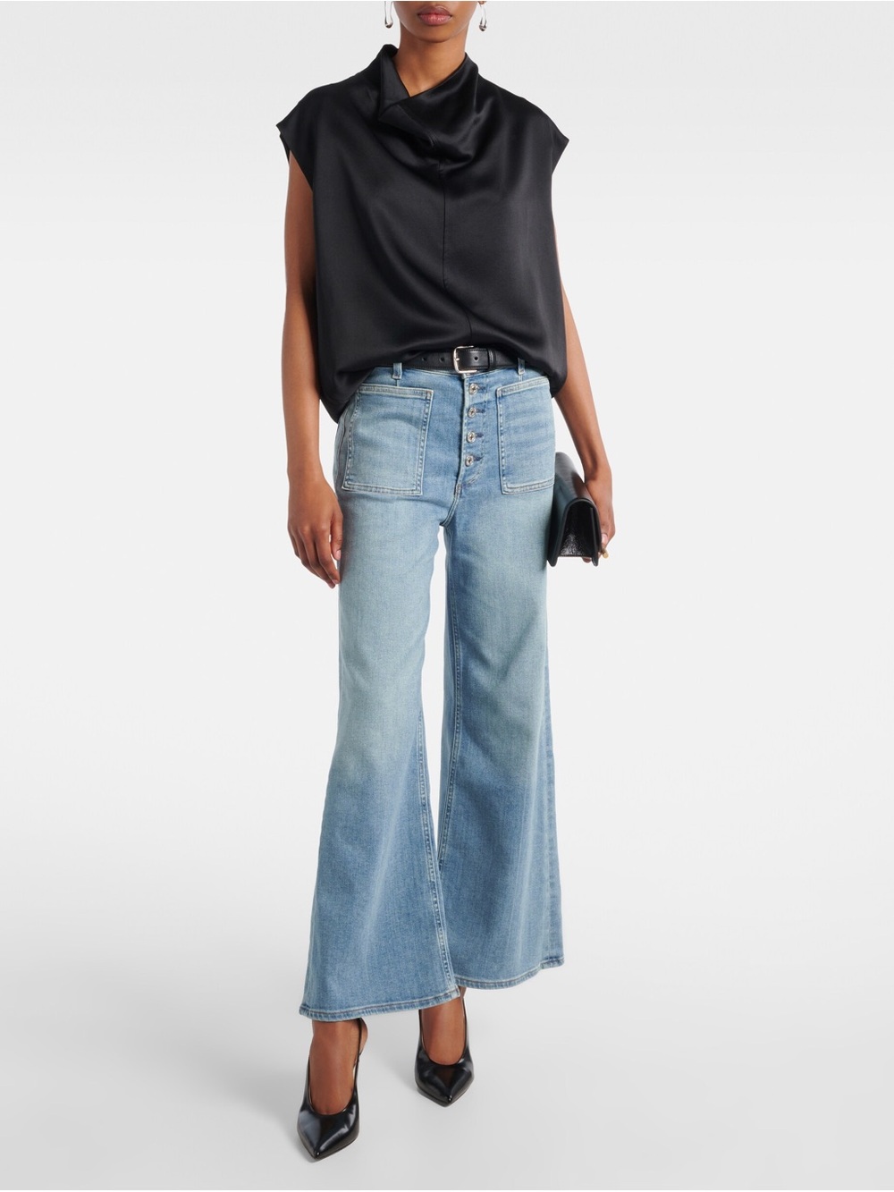 Citizens Of Humanity Light Blue Wide-Leg Button-Fly Jeans